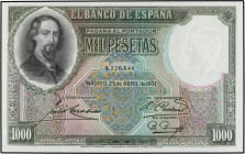 SPANISH BANK NOTES: CIVIL WAR, REPUBLICAN ZONE
1.000 Pesetas. 25 Abril 1931. Zorrilla. Ed-362. SC.