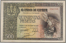 SPANISH BANK NOTES: ESTADO ESPAÑOL
500 Pesetas. 21 Octubre 1940. Entierro del Conde de Orgaz. (Arrugas). Ed-444. MBC+.