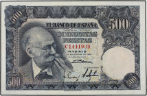 SPANISH BANK NOTES: ESTADO ESPAÑOL
500 Pesetas. 15 Noviembre 1951. Benlliure. Serie C. Ed-460. EBC.