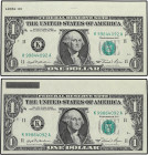 WORLD BANK NOTES
Lote 2 billetes 1 Dólar. 1981. ESTADOS UNIDOS. ERROR: Con matriz en margen superior no cortada. Pick-468. SC.