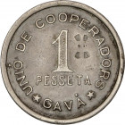 COOPERATIVE AND ADVERTISING TOKENS
1 Pesseta. Guerra civil. UNIÓ DE COOPERADORS DE GAVÀ. Ni. MUY ESCASA. L-620. MBC+.