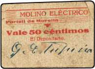 COOPERATIVE AND ADVERTISING TOKENS
Vale 50 Céntimos. MOLINO ELÉCTRICO. PORTELL DE MORELLA (Castellón). RARO. MBC+.