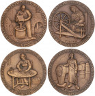 SPANISH MEDALS
Lote 4 medallas Serie sobre oficios de manufactura. 1976. ANDORRA. AE. Ø 60 mm. Cigarrera, Fargues, Filosa, Moliner. SC.