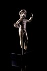 Roman Bronze Jupiter Statuette, c. 1st-3rd century AD (8cm). Jupiter standing naked, laureate, holding patera and (missing sceptre). Feet broken, mode...