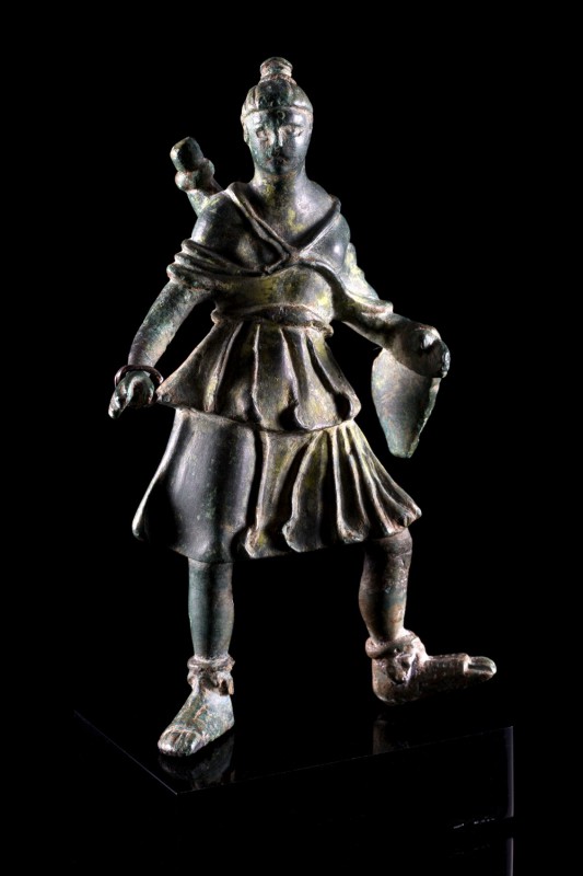 Roman Bronze Figure of Diana, c. 2nd-3rd century AD (10,7cm). Diana standing, we...