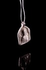 Byzantine Silver Pendant Medal with nimbate bust of Saint within distyle aedicula (2.4cm).