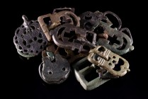 Lot of 15 Early Medieval Bronze Belt Buckles, c. 6th-8th century (2-4.5cm). Different shapes, some decoration