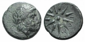 Mysia, Gambrion, after 350 BC. Æ (16mm, 4.10g). Laureate head of Apollo r. R/ Eight-rayed star. SNG BnF 908–21; SNG Copenhagen 146–9. Green patina, VF...