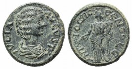 Julia Domna (Augusta, 193-217). Pisidia, Antioch. Æ (23mm, 7.84g, 6h). Draped bust r. R/ Tyche standing l., holding branch and cornucopia. SNG BnF 112...