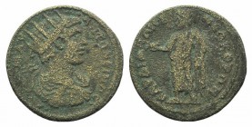 Caracalla (197-217). Lydia, Sardis. Æ (25mm, 8.56g, 6h). Radiate, draped and cuirassed bust r. R/ Zeus standing l., holding eagle and sceptre. SNG Cop...