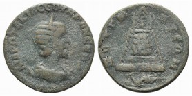 Otacilia Severa (Augusta, 244-249). Commagene, Zeugma. Æ (28mm, 13.90g, 6h). Draped bust r., wearing stephane, set on crescent. R/ Tetrastyle temple o...