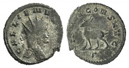 Gallienus (253-268). Antoninianus (21mm, 2.76g, 12h). Rome, 267-8. Radiate head r. R/ Stag standing l.; Γ. RIC V 179. Some silvering, Good Fine