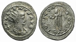 Gallienus (253-268). Antoninianus (22mm, 3.57g, 6h). Antioch, AD 267. Radiate, draped and cuirassed bust r. R/ Jupiter standing l., holding globe and ...