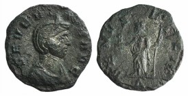 Severina (Augusta, 270-275). Æ Denarius (17mm, 2.13g, 6h). Rome, AD 275. Draped bust r., wearing stephane. R/ Venus standing l., holding seated figure...