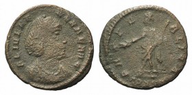 Helena (Augusta, 324-328/30). Æ (15mm, 1.10g, 12h). Constantinople, 337-341. Diademed and draped bust r. R/ Pax standing l., holding branch and sceptr...