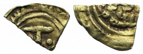 Italy, Sicily. Messina or Palermo. Ruggero I (Conte, 1071-1101). AV Tari (8mm, 0.25g). Cufic legend. R/ Large Tau flanked by pellets. Spahr 5; MIR 7. ...