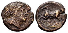 Anonymous. AE 15. (Craw-26/3). (Sydenham-29). Anv.: Laureate head of Apollo right. Rev.: ROMA. Bridled horse galloping left . Ae. 2,88 g. Choice F. Es...