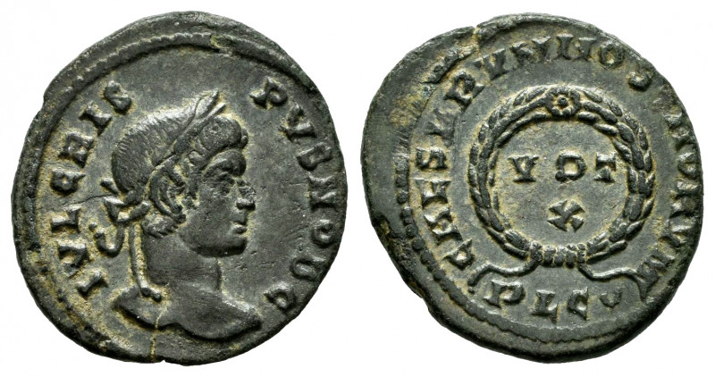 Crispus. Follis. 320-321 AD. Lugdunum. (Ric-VII 210). Anv.: IVL CRISPVS NOB C, l...