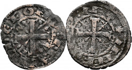 Kingdom of Castille and Leon. Alfonso IX (1188-1230). Dinero. (Bautista-240). Ve. Two coins of different types, the first a generic type and the secon...