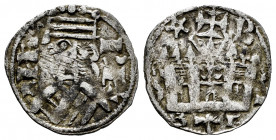 Kingdom of Castille and Leon. Alfonso VIII (1158-1214). Dinero. Burgos. (Bautista-313). (Abm-195). Ve. 0,80 g. Star-shaped roundel and letter B above ...