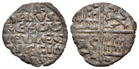 Kingdom of Castille and Leon. Alfonso X (1252-1284). "Dinero de seis lineas". (Bautista-365). Ve. 0,63 g. Rosette on the 1st and 4th quadrant. VF. Est...