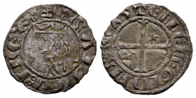 Kingdom of Castille and Leon. Sancho IV (1284-1295). Seisen or Meaja Coronada. Burgos. (Bautista-440). Ve. 0,56 g. With B and star in 1st and 4th quad...