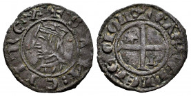 Kingdom of Castille and Leon. Sancho IV (1284-1295). Seisen or Meaja Coronada. Burgos. (Bautista-440.1). Ve. 0,77 g. Star and B on the 1st and 4th qua...