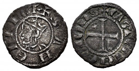 Kingdom of Castille and Leon. Sancho IV (1284-1295). Seisen or Meaja Coronada. Leon. (Bautista-443 var). Anv.: SANEII.REX. Ve. 0,64 g. With star and L...