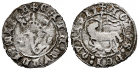 Kingdom of Castille and Leon. Juan I (1379-1390). Blanca del Agnus Dei. Burgos. (Abm-549). (Bautista-723). Anv.: + AGNVS : DEI : QITOLI. Rev.: + CATA ...
