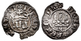Kingdom of Castille and Leon. Juan I (1379-1390). 1/6 real. Sevilla. (Bautista-805 var). Rev.: Legend ends in CAST. Ag. 0,56 g. S below the castle. Br...