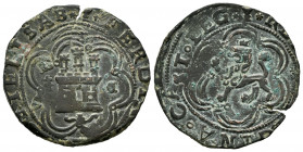 Catholic Kings (1474-1504). 4 maravedis. Cuenca. (Cal-567). Anv.: * Cuenco * FERDIN ... ET ELISAB. Rev.: * Cuenco * RE ... GINA ◦ CAST ◦ LEG. Ae. 6,41...