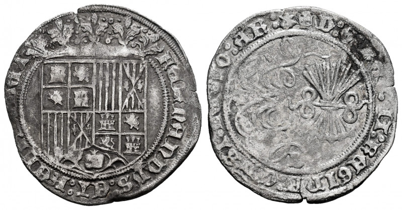 Catholic Kings (1474-1504). 1 real. Burgos. (Cal-301). Ag. 3,16 g. Scallop on th...