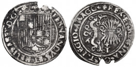 Catholic Kings (1474-1504). 1 real. Toledo. (Cal-462). Ag. 3,01 g. T surmounted by cross. Planchet crack. Planchet crack. Almost VF. Est...60,00. 

...