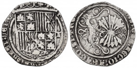Catholic Kings (1474-1504). 1 real. Toledo. (Cal-465). Ag. 2,38 g. Shield between pelleted cross and T. Almost VF. Est...40,00. 


 SPANISH DESCRIP...