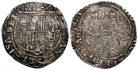 Catholic Kings (1474-1504). 4 reales. Sevilla. (Cal-564). Ag. 13,01 g. Shield between S - IIII. "Square d" assayer on reverse. Double strike. Choice F...