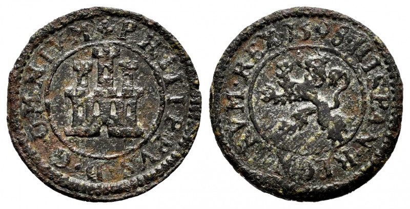 Philip II (1556-1598). 1 maravedi. 1598. Segovia. (Cal-84). (Jarabo-Sanahuja-B19...