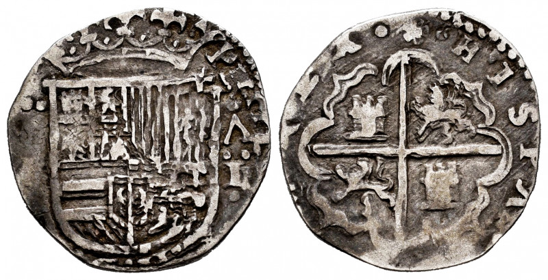 Philip II (1556-1598). 1 real. Valladolid. A. (Cal-296). Ag. 3,08 g. Almost VF. ...