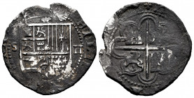 Philip II (1556-1598). 2 reales. Sevilla. (Cal-400). Ag. 6,73 g. Rust. Almost VF. Est...50,00. 


 SPANISH DESCRIPTION: Felipe II (1556-1598). 2 re...