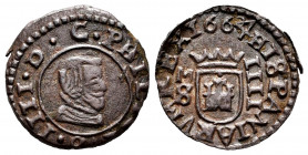 Philip IV (1621-1665). 4 maravedis. 1664. Madrid. S. (Cal-241). (Jarabo-Sanahuja-M456). Ae. 1,04 g. VF/Choice VF. Est...20,00. 


 SPANISH DESCRIPT...