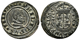 Philip IV (1621-1665). 8 maravedis. 1663. Cuenca. CA. (Cal-331). Ae. 2,07 g. Value between pellets. Choice VF. Est...30,00. 


 SPANISH DESCRIPTION...