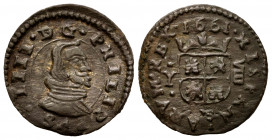 Philip IV (1621-1665). 8 maravedis. 1661. Madrid. Y. (Cal-358). Ae. 1,81 g. Mintmark below the shield. Choice VF. Est...30,00. 


 SPANISH DESCRIPT...