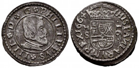 Philip IV (1621-1665). 16 maravedis. 1664. Madrid. S. (Cal-480). Ae. 4,25 g. Almost VF. Est...25,00. 


 SPANISH DESCRIPTION: Felipe IV (1621-1665)...