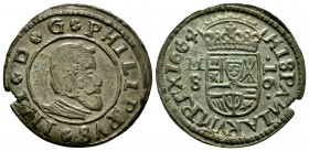 Philip IV (1621-1665). 16 maravedis. 1664. Madrid. S. (Cal-480). (Jarabo-Sanahuja-M389). Ae. 3,90 g. VF/Choice VF. Est...30,00. 


 SPANISH DESCRIP...