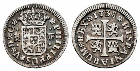 Philip V (1700-1746). 1/2 real. 1738. Madrid. JF. (Cal-185). Ag. 1,47 g. VF. Est...25,00. 


 SPANISH DESCRIPTION: Felipe V (1700-1746). 1/2 real. ...