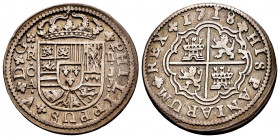 Philip V (1700-1746). 2 reales. 1718. Cuenca. JJ. (Cal-670). Ag. 4,48 g. Almost VF. Est...50,00. 


 SPANISH DESCRIPTION: Felipe V (1700-1746). 2 r...