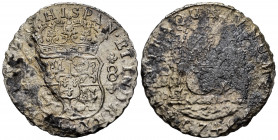 Philip V (1700-1746). 8 reales. 1740. México. MF. (Cal-1456). Ag. 18,89 g. Corrosion from salt water immersion. F. Est...80,00. 


 SPANISH DESCRIP...