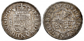 Ferdinand VI (1746-1759). 1 real. 1750. Madrid. JB. (Cal-1750). Ag. 2,85 g. Scarce. Choice F. Est...65,00. 


 SPANISH DESCRIPTION: Fernando VI (17...