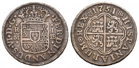 Ferdinand VI (1746-1759). 1 real. 1751. Madrid. JB. (Cal-175). Ag. 2,68 g. VF. Est...45,00. 


 SPANISH DESCRIPTION: Fernando VI (1746-1759). 1 rea...