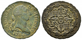 Charles III (1759-1788). 4 maravedis. 1786. Segovia. (Cal-65). Ae. 5,10 g. Choice VF. Est...40,00. 


 SPANISH DESCRIPTION: Carlos III (1759-1788)....