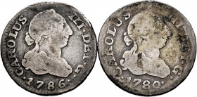 Charles III (1759-1788). Lot of 2 coins of 1/2 real Madrid, 1780 and 1786. Choice F. Est...30,00. 


 SPANISH DESCRIPTION: Carlos III (1759-1788). ...